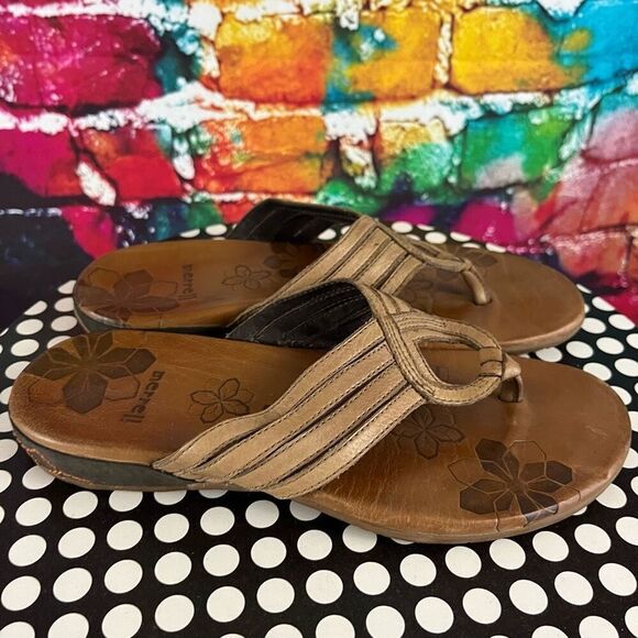 Merrell Lidia Sandal Leather Thong Flip Flop Casual Flat Comfort Size 6 - Picture 1 of 7
